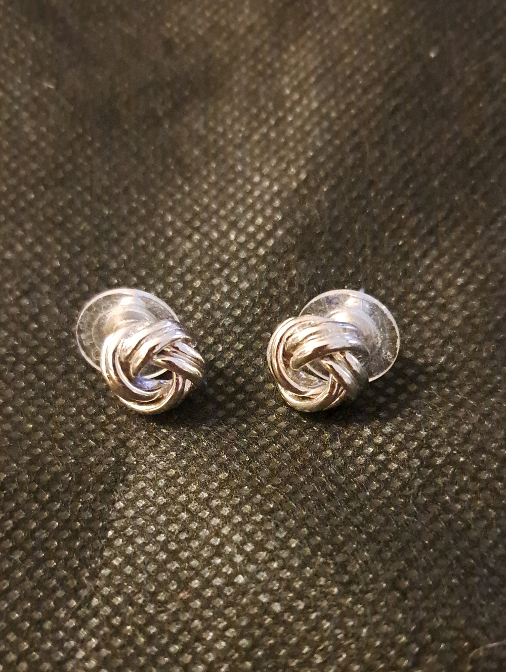 Sterling Knot Stud Earrings - Silver Tone